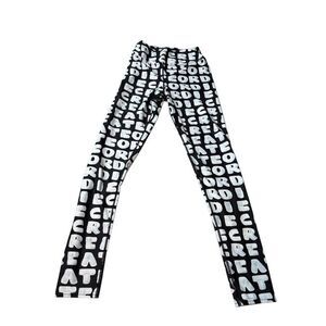 Black & White Alphabet Pattern Leggings - Medium